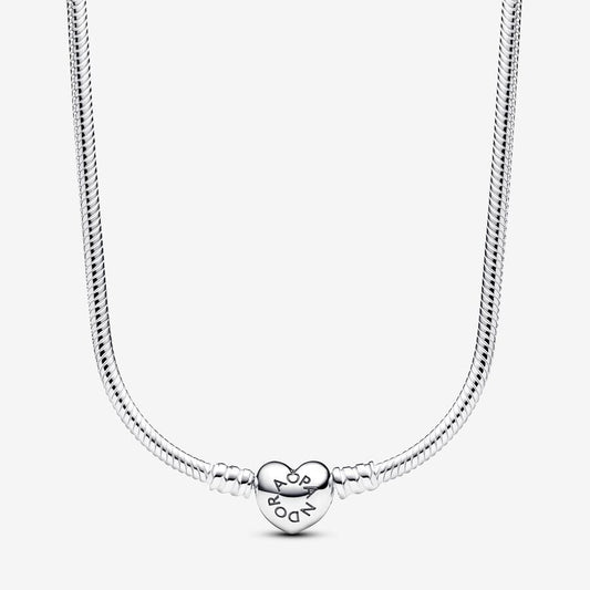 Pandora Moments Heart Clasp Snake Chain Necklace
